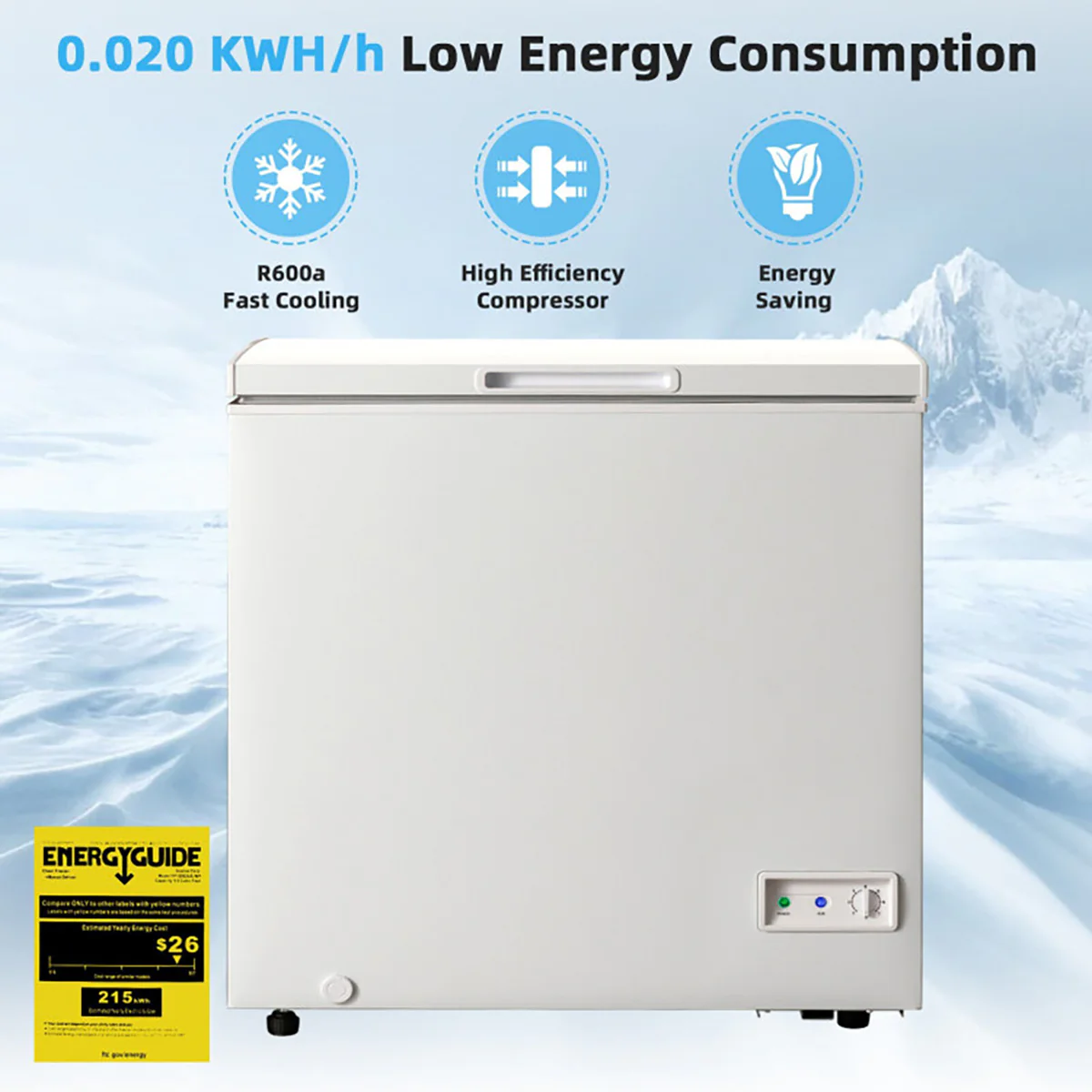 Compact Chest Freezer with Removable Storage Basket - Image 13