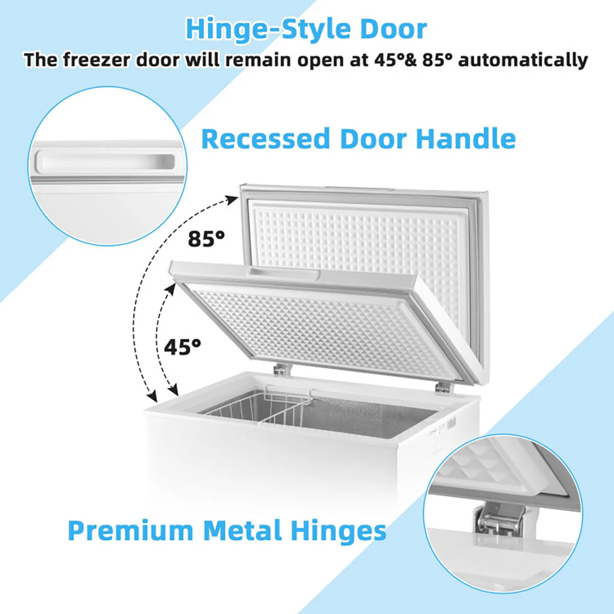Compact Chest Freezer with Removable Storage Basket - Image 17