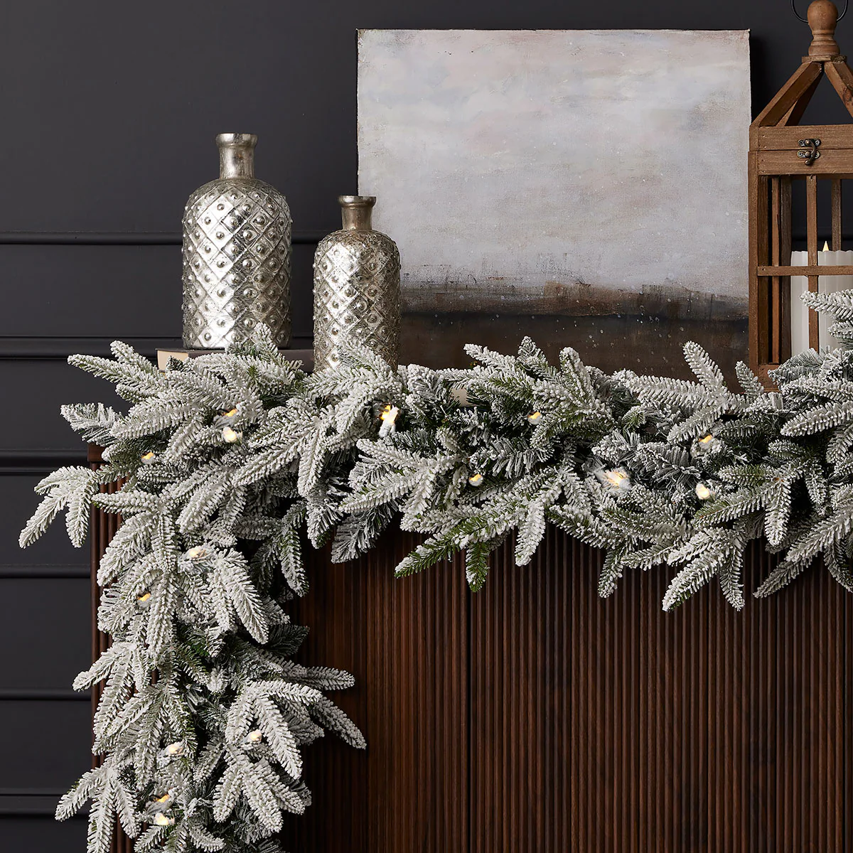 9' Flocked Frasier Fir Garland