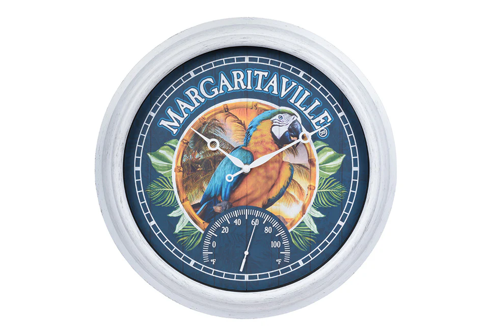 Margaritaville Indoor/Outdoor Wall Clock with Temperature