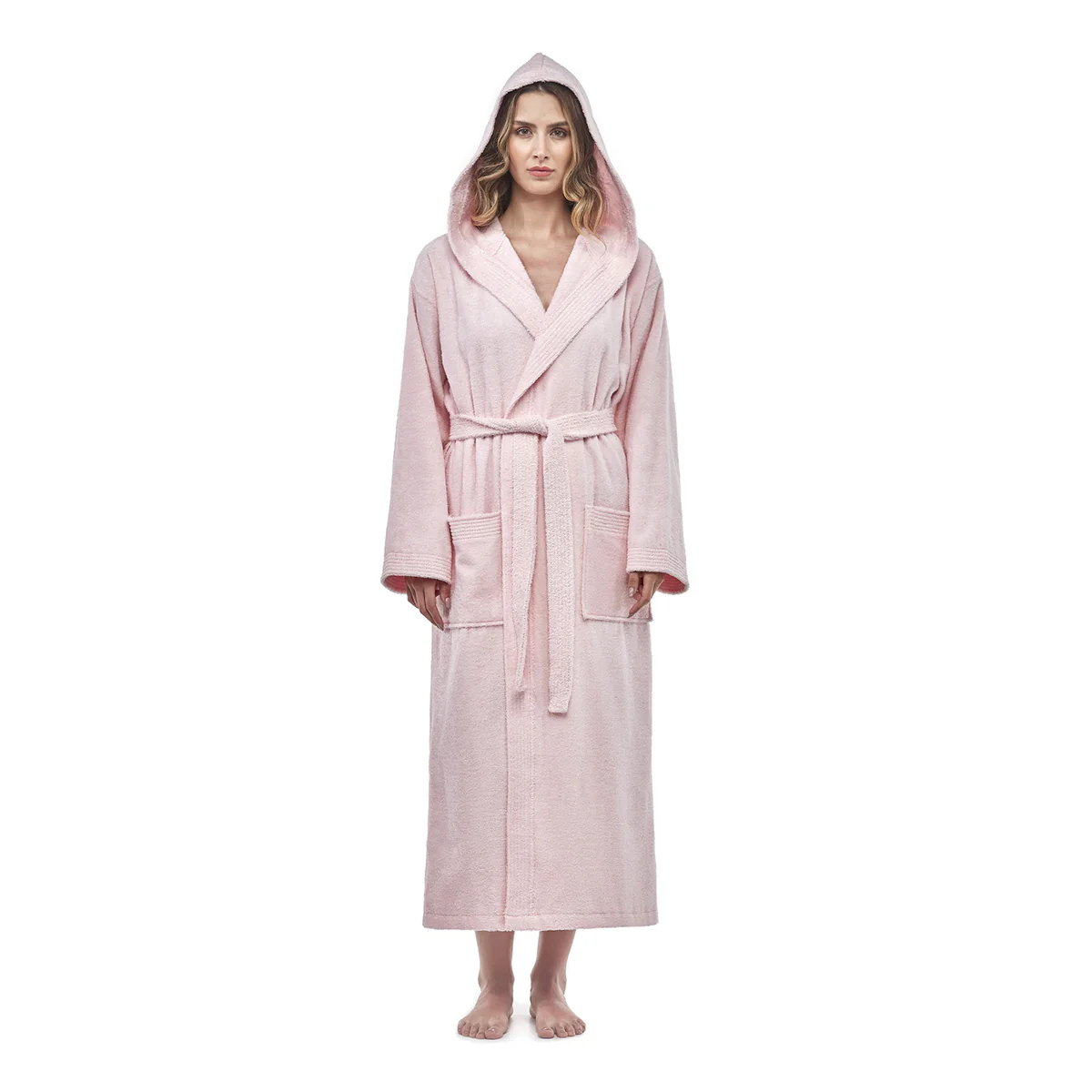 Turkish Cotton Mid-Calf Length Hooded Bathrobe